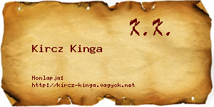 Kircz Kinga névjegykártya